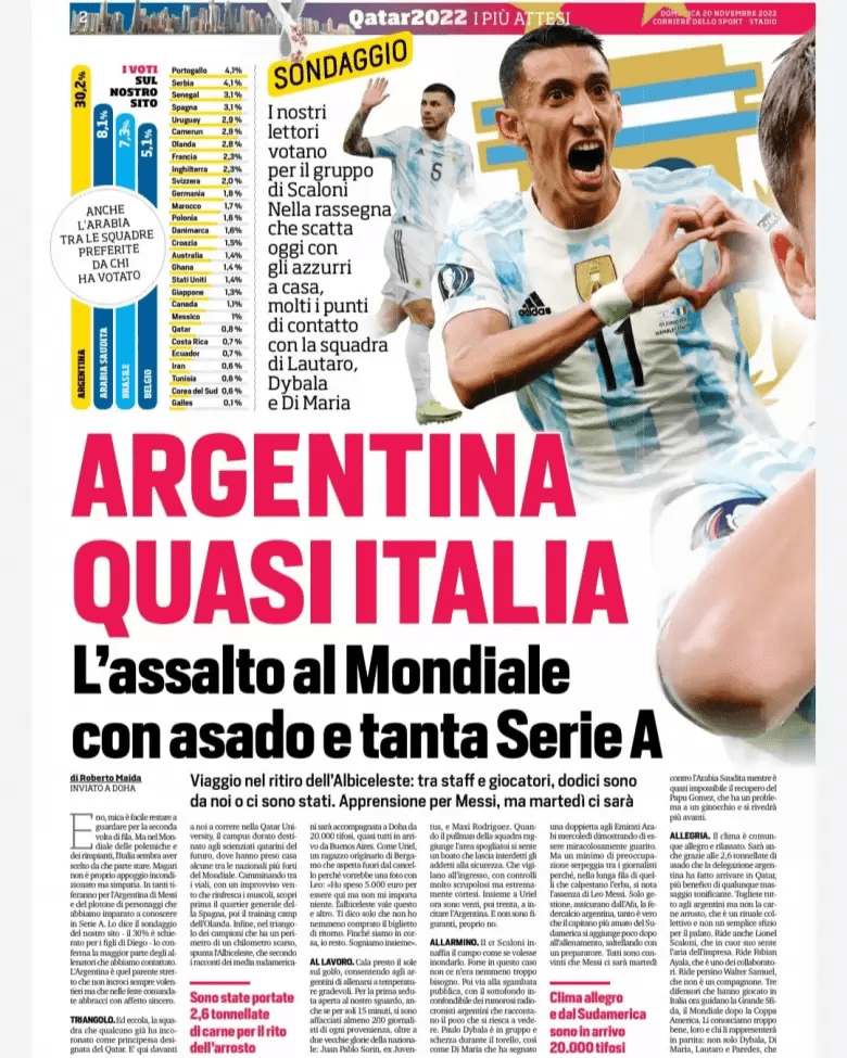 Los italianos eligen a quien alentar en el Mundial