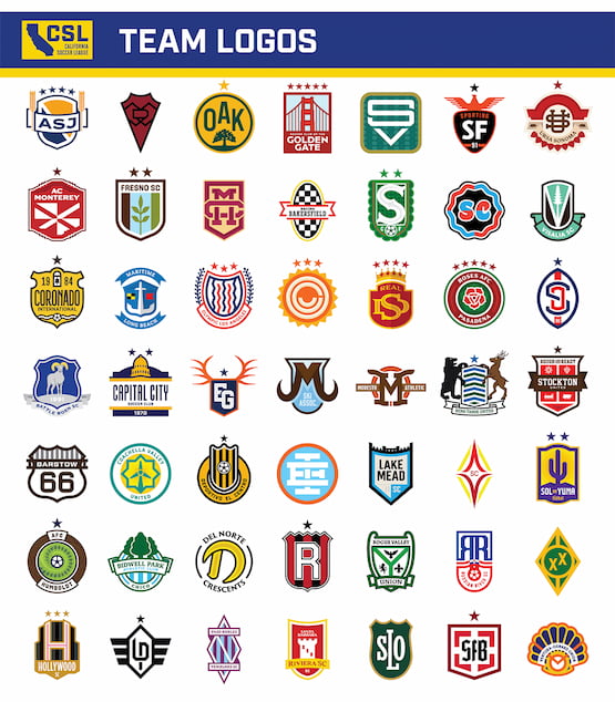 Logotipos de los equipos de la California Soccer League