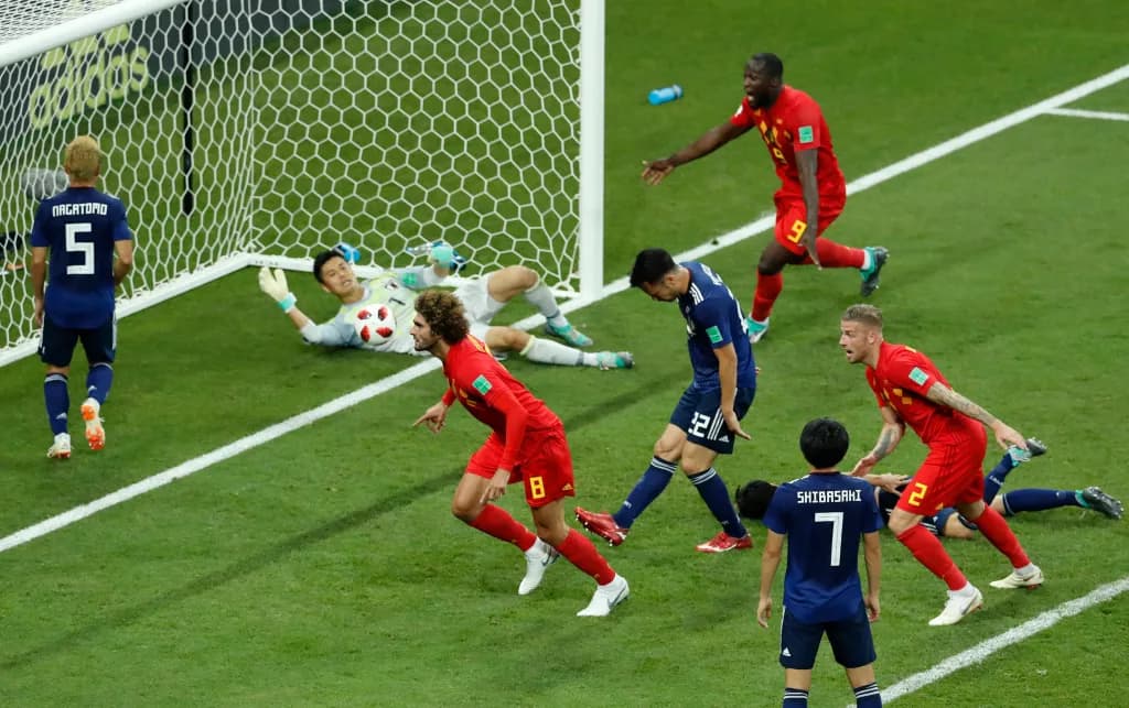 Remontada de Bélgica ante Japón en el Mundial 2018 con gol decisivo en el último minuto.